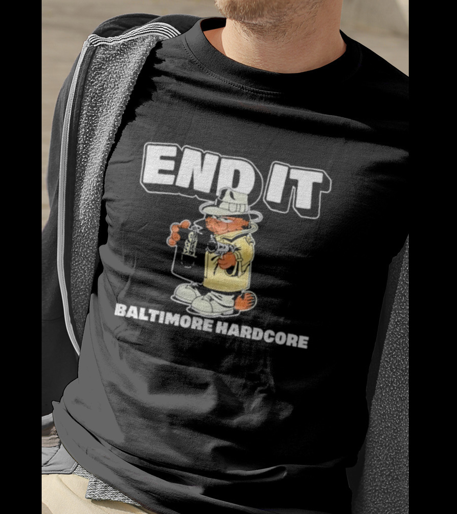 End It Baltimore Hardcore Garfield Trench Coat Detective T-Shirt