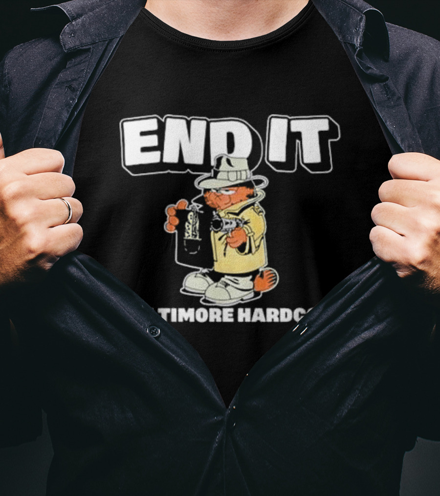 End It Baltimore Hardcore Garfield Trench Coat Detective T-Shirt