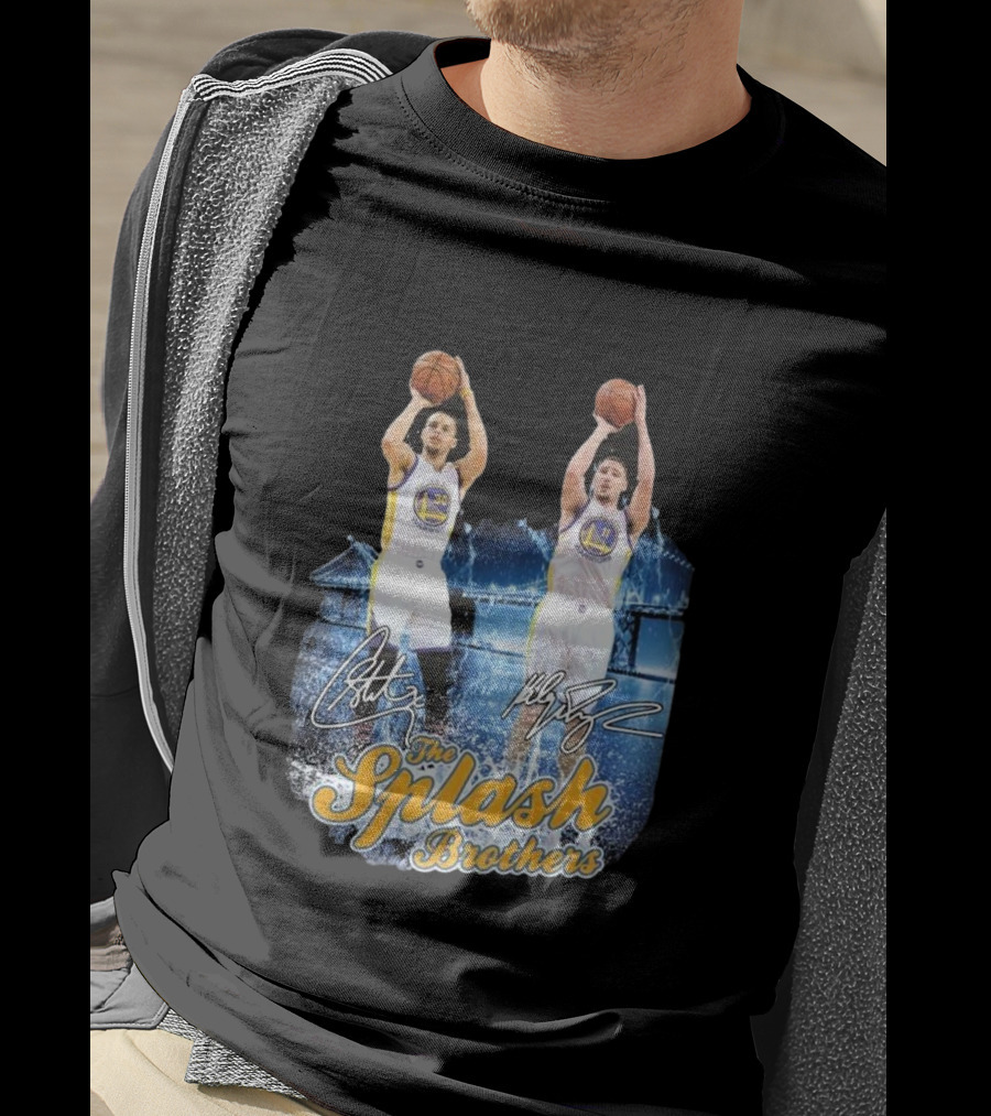 Golden State Warriors Stephen Curry Klay Thompson Splash Brothers Signatures T-Shirt