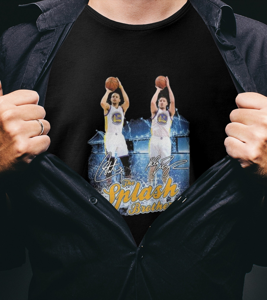 Golden State Warriors Stephen Curry Klay Thompson Splash Brothers Signatures T-Shirt