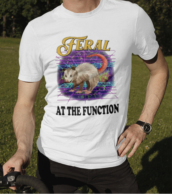 Feral Possum At The Function With Retro Neon Background T-Shirt