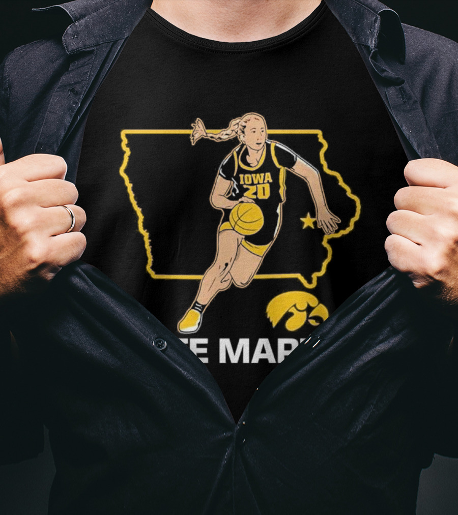 Kate Martin Iowa Basketball Star Player Number 20 Hawkeyes State Outline T-Shirt