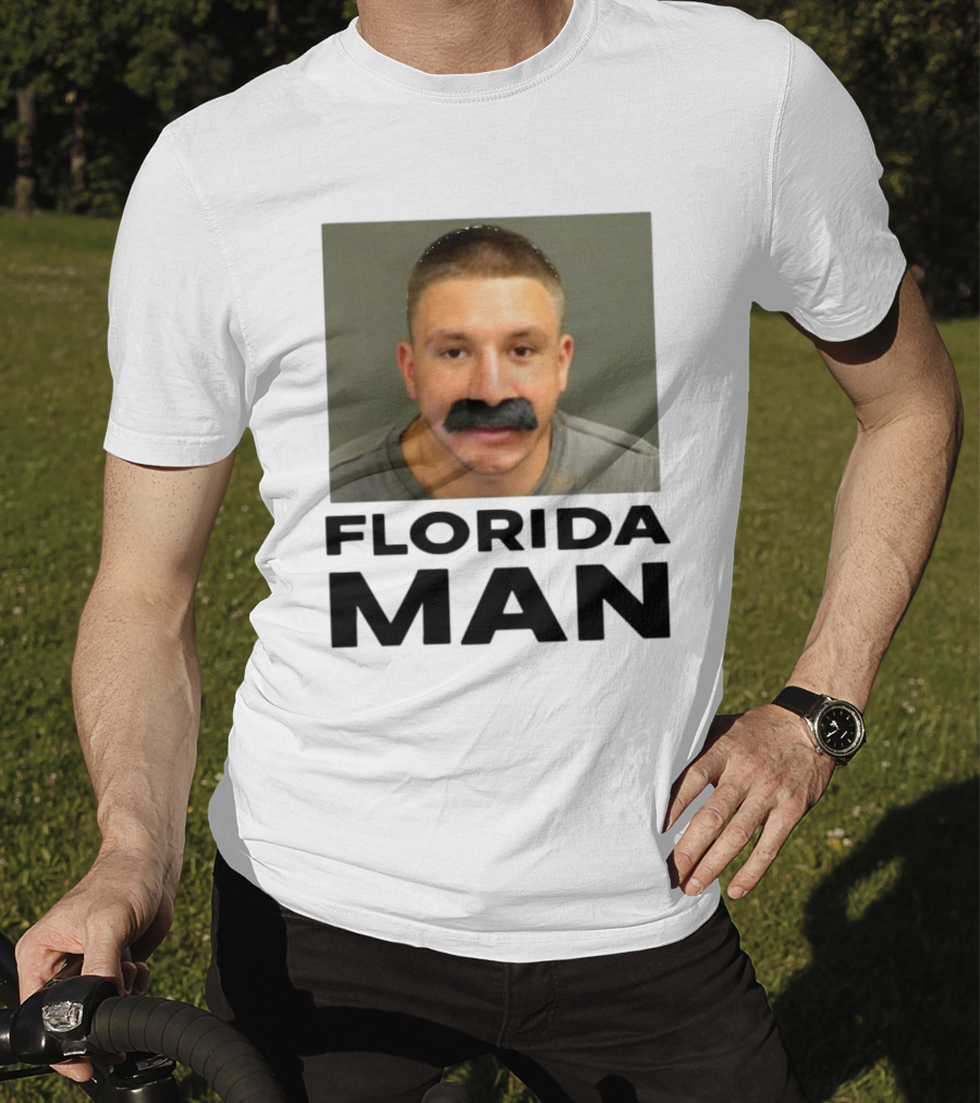Stevewilldoit Florida Man Image Black Mustache Face T-Shirt