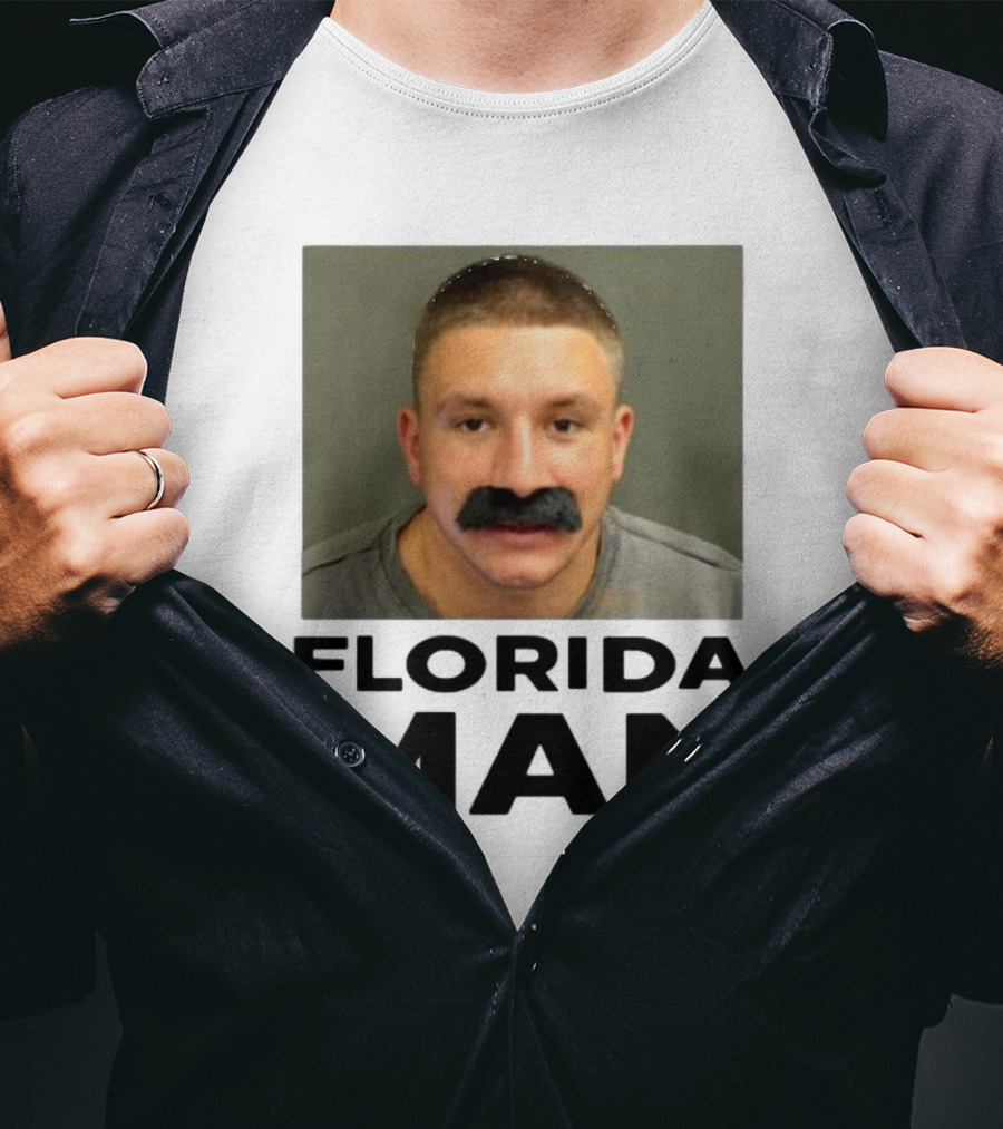 Stevewilldoit Florida Man Image Black Mustache Face T-Shirt