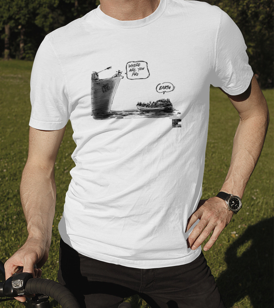 Where Are You From Earth Simon Kneebone Refugees Boat Freedom Publishing T-Shirt