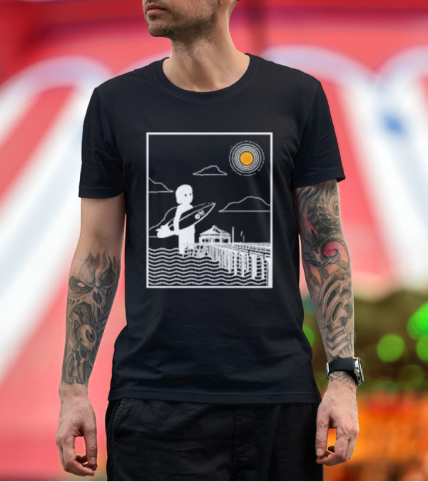 Premium T-Shirt: William Black Surfing Pier Orange County Sunset T-Shirt William Black Surfing Pier Orange County Sunset T-Shirt