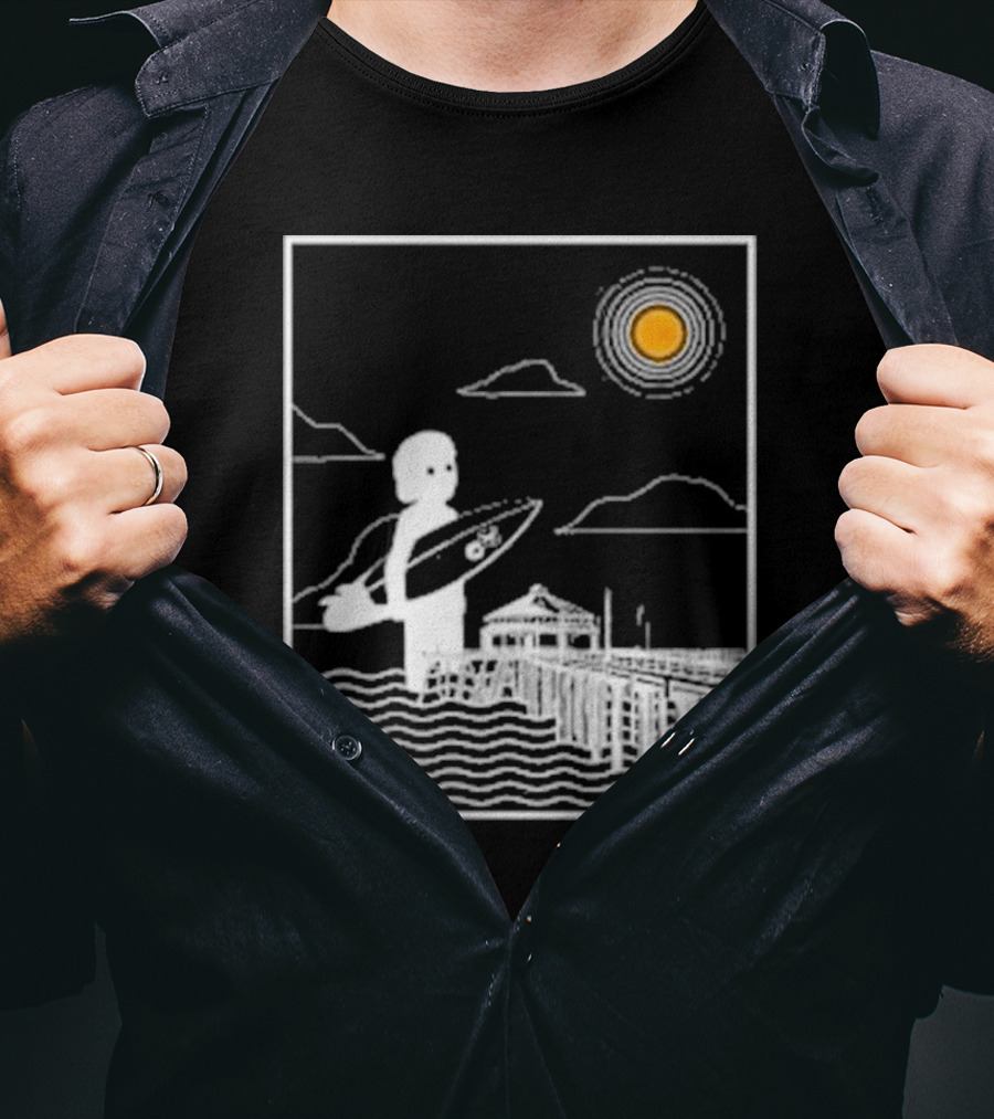 William Black Surfing Pier Orange County Sunset T-Shirt
