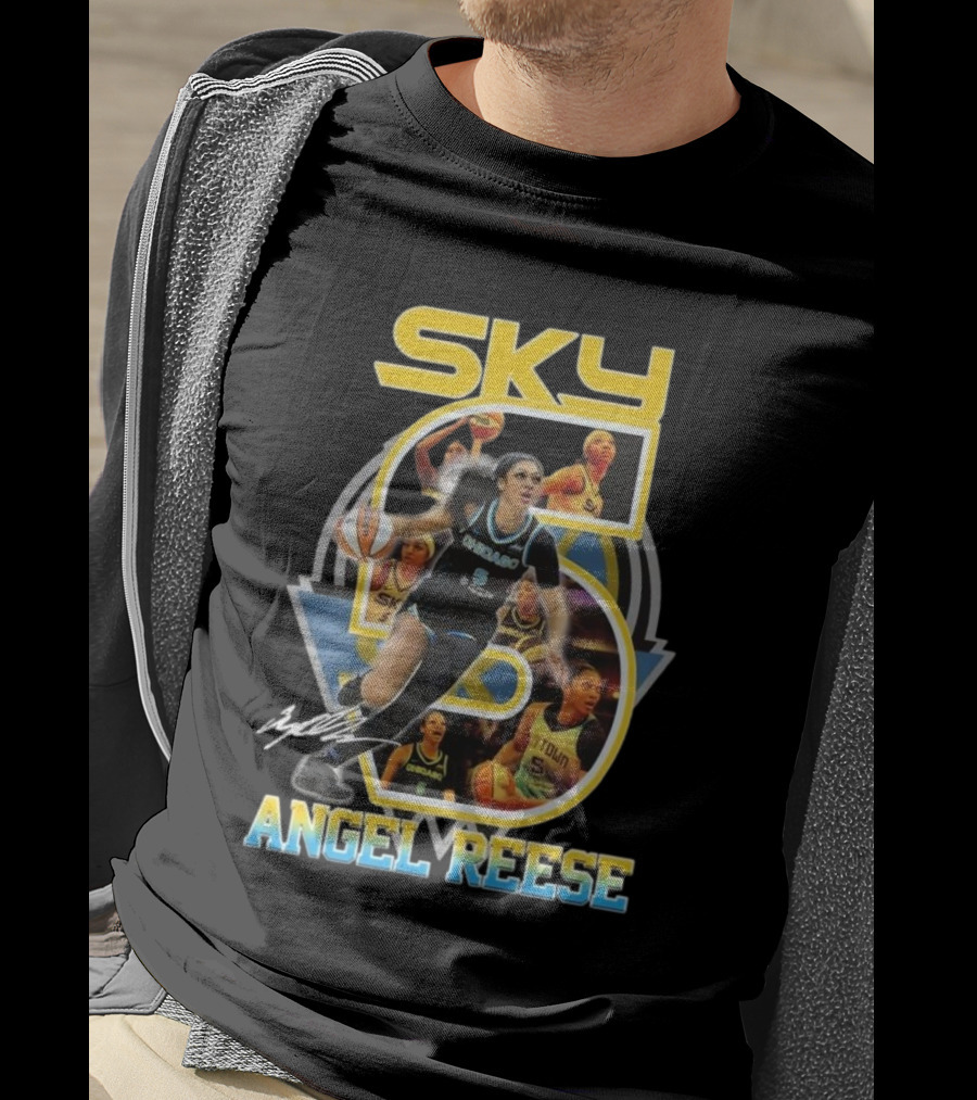 Chicago Sky Angel Reese 5 Signature WNBA T-Shirt
