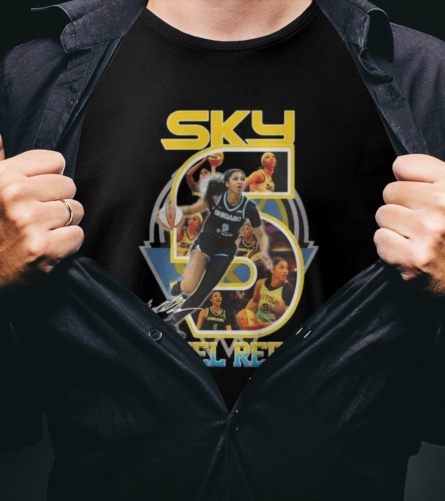 Chicago Sky Angel Reese 5 Signature WNBA T-Shirt