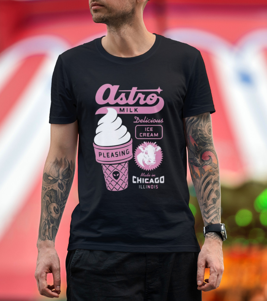 Astro Milk Delicious Ice Cream Pleasing Made In Chicago Illinois T-Shirt