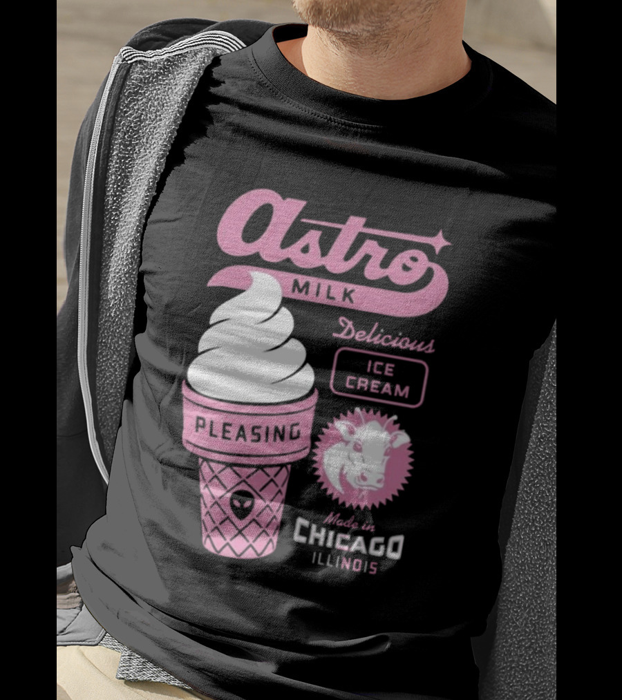 Astro Milk Delicious Ice Cream Pleasing Made In Chicago Illinois T-Shirt