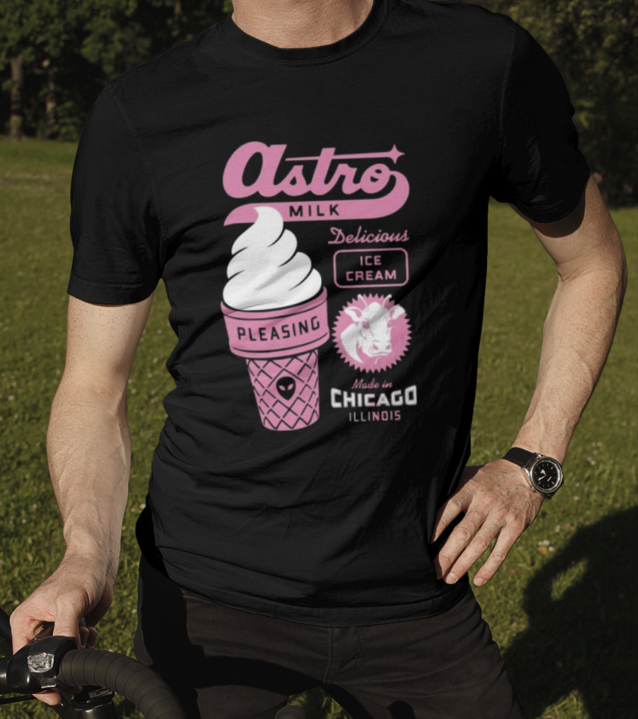 Astro Milk Delicious Ice Cream Pleasing Made In Chicago Illinois T-Shirt