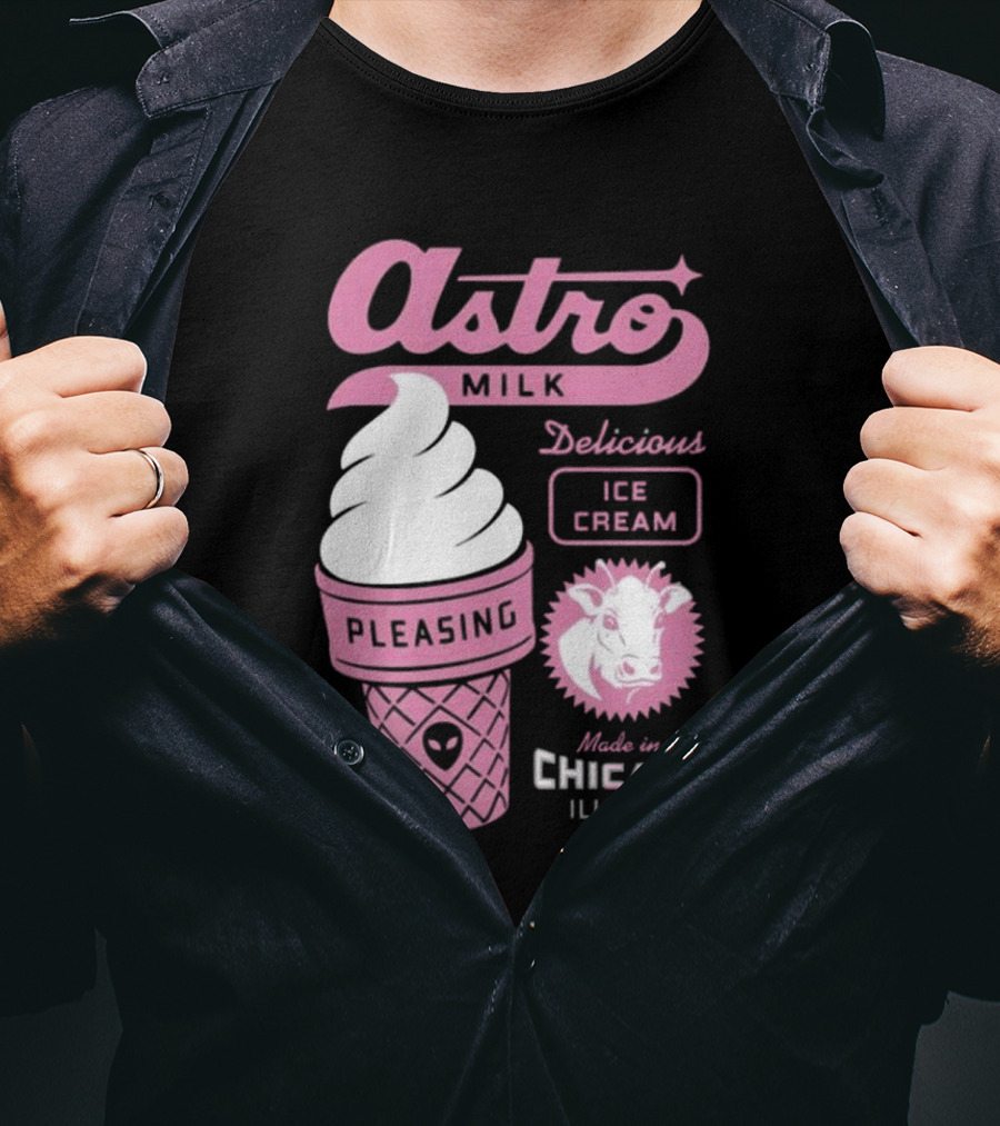 Astro Milk Delicious Ice Cream Pleasing Made In Chicago Illinois T-Shirt