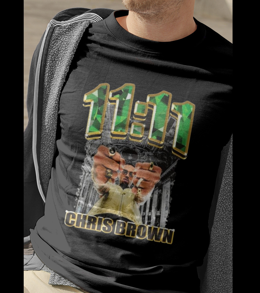 11:11 Chris Brown Emeralds And Gold T-Shirt