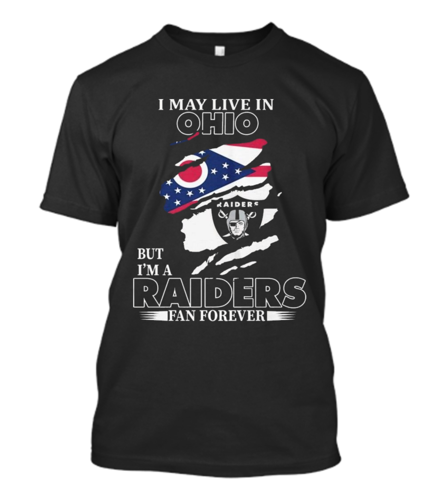 Ohio Resident Lifelong Las Vegas Raiders Fan With Ohio Flag And Raiders T-Shirt