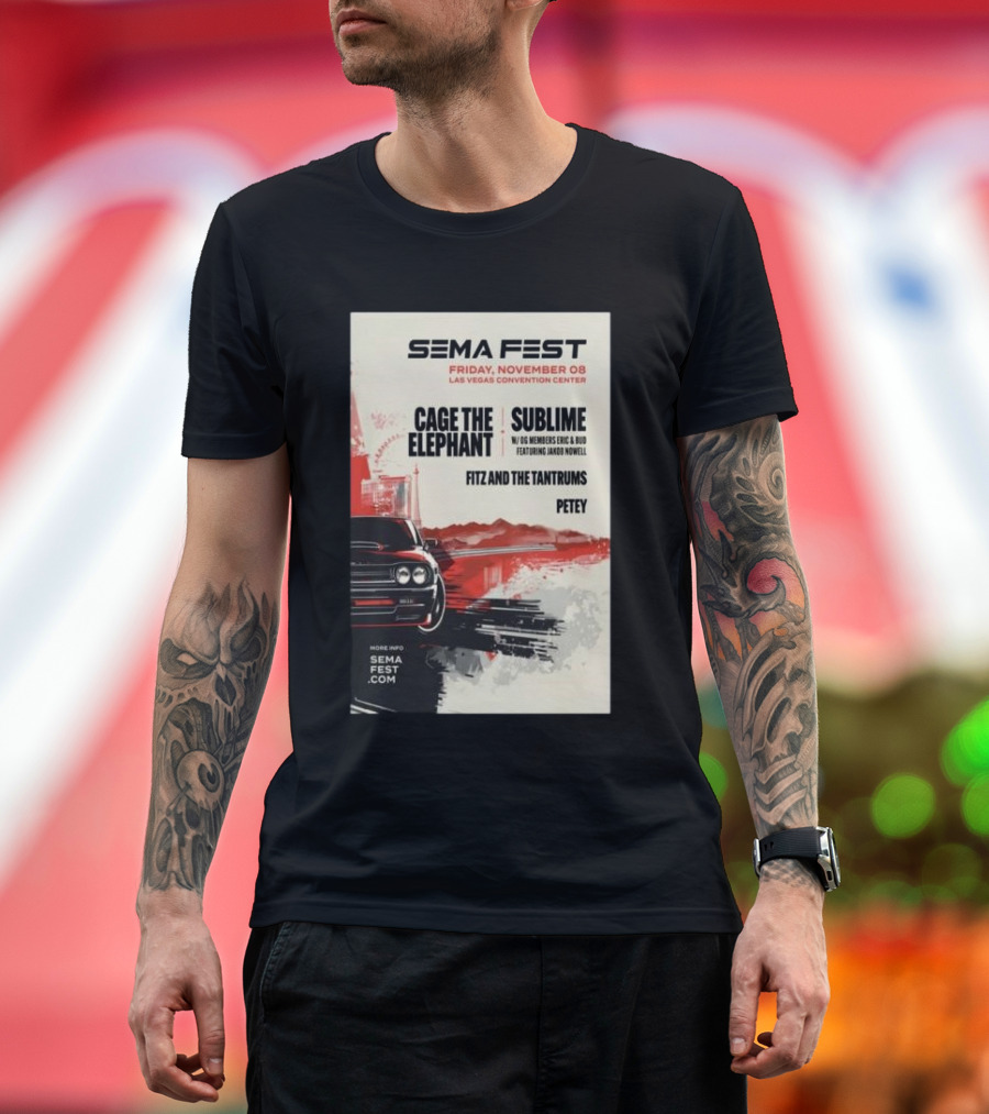 SEMA Fest 2024 Las Vegas Convention Center Cage the Elephant Sublime Fitz and The Tantrums Petey T-Shirt
