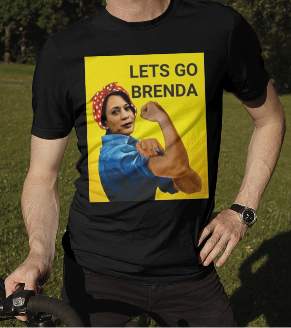 LETS GO BRENDA Referring To Harris Iconic Image Yellow Background T-Shirt