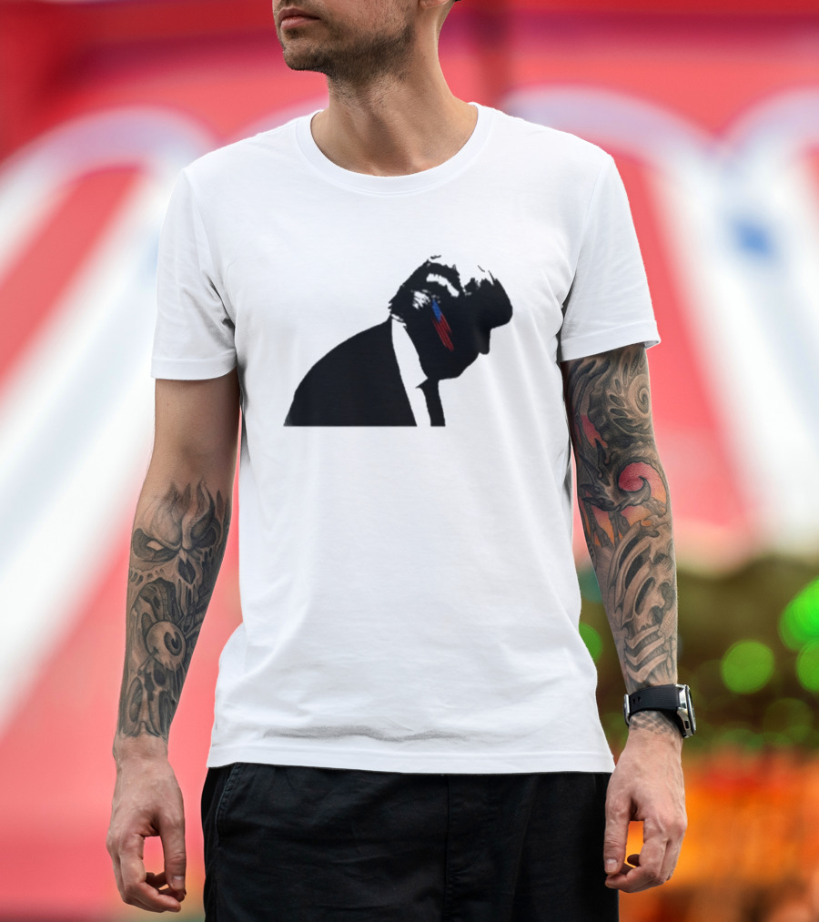 Trump Silhouette A Bullet For The Republic American Flag Ear T-Shirt