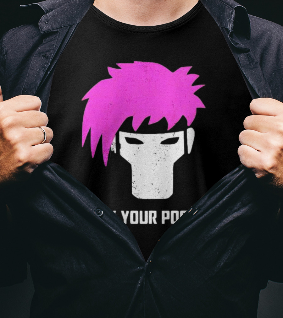 Check Your Pockets Pink Hair Masked Face T-Shirt