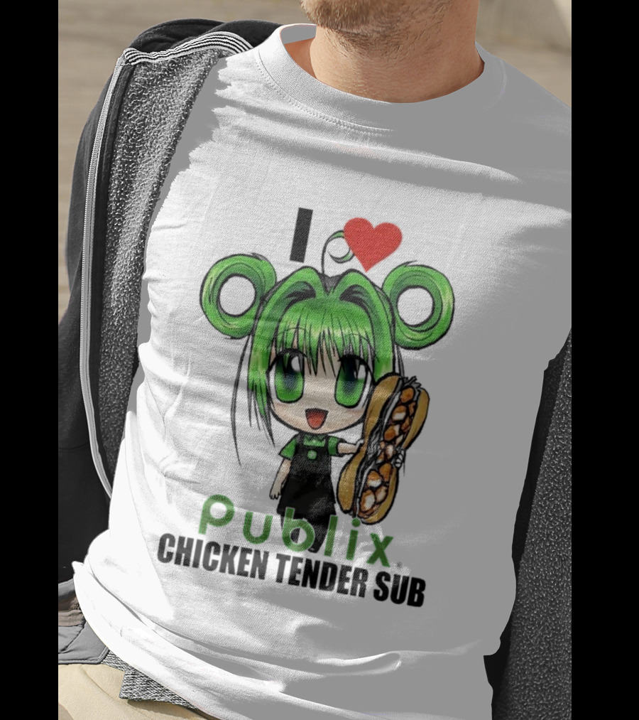 I Love Publix Chicken Tender Sub Anime Character With Green Hair And Big Sandwich T-Shirt