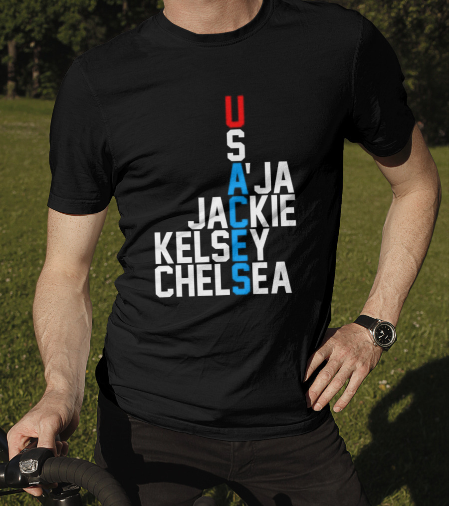 Usaces A’ja Jackie Kelsey Chelsea Team Names Vertical Arrangement T-Shirt