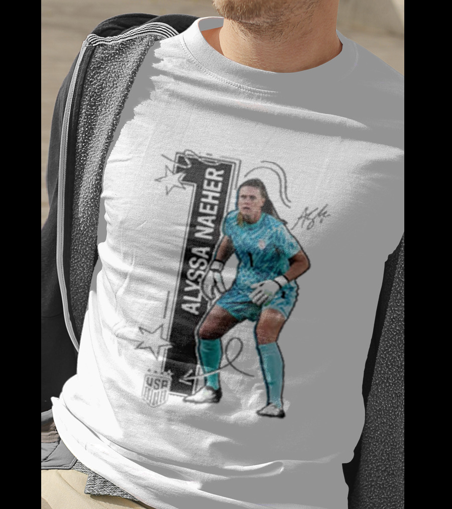 USWNT Alyssa Naeher Number One Star Keeper Signature T-Shirt