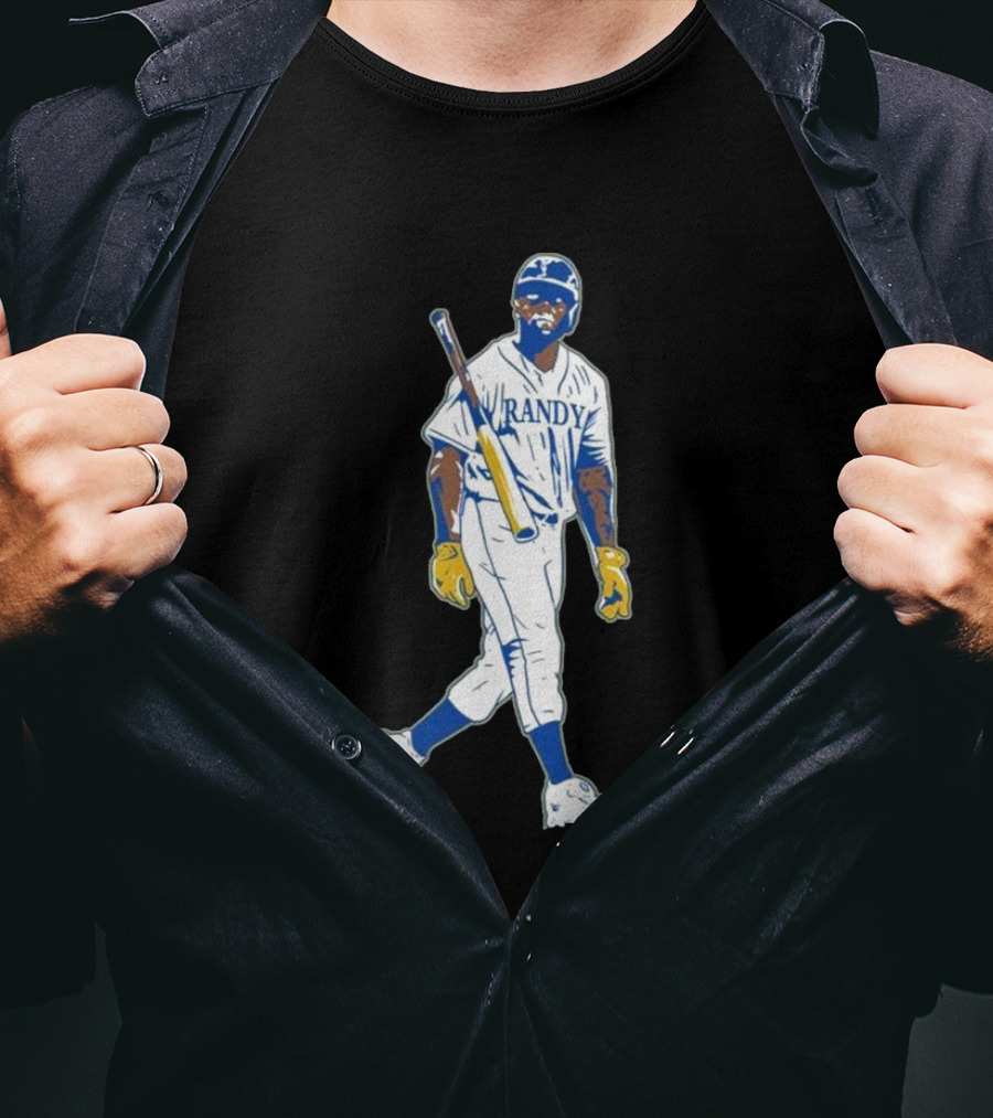 Randy Arozarena Cold Seattle Batting Illustration White Uniform T-Shirt