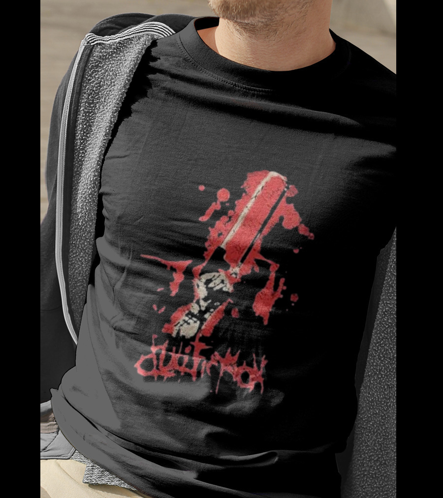 Crucifixion Saw Rise Records Blood Splatter Chainsaw T-Shirt