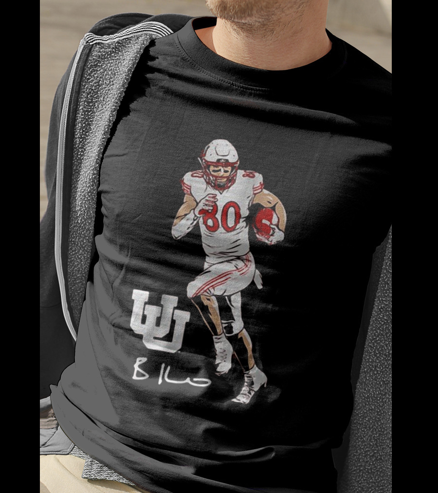 Brant Kuithe Utah Football Number 80 Superstar Pose With UW T-Shirt