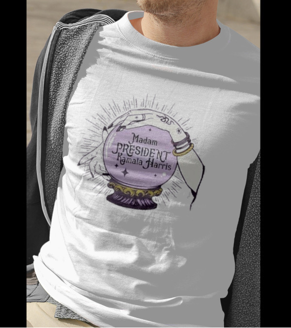 Madam President Kamala Harris Witchy Vibes Crystal Ball Prediction Halloween T-Shirt