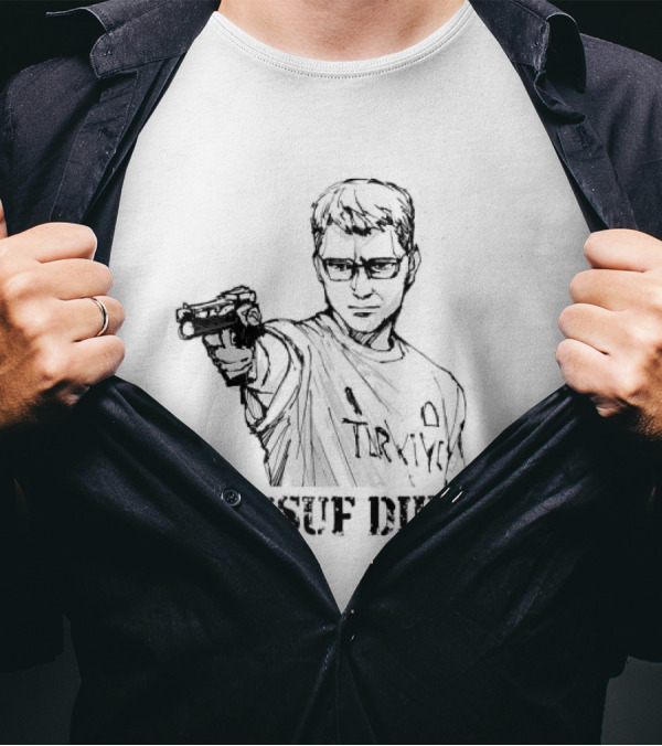 Yusuf Dikec Tactical Illustration With Gun And Glasses T-Shirt