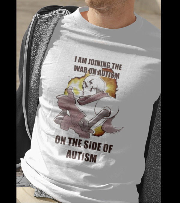 Joining The War On Autism On The Side Of Autism Thumbs Up Flame Background T-Shirt