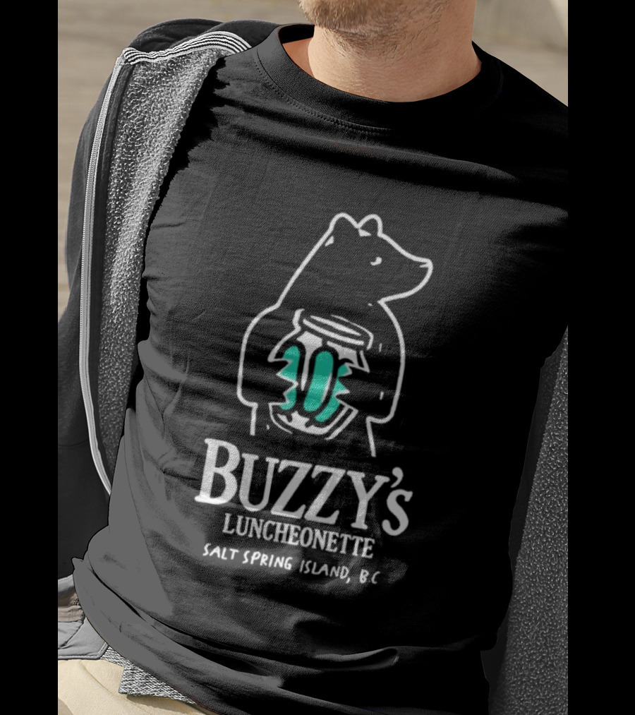 Buzzy’s Luncheonette Bear Holding Jar Salt Spring Island BC T-Shirt