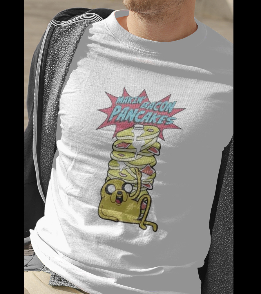 Adventure Time Jake Makin' Bacon Pancakes Stack T-Shirt