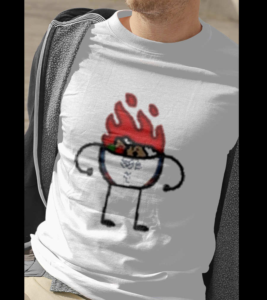 Paint Hot Curry Animated Flame Bowl With Stick Figure Arms Legs T-Shirt