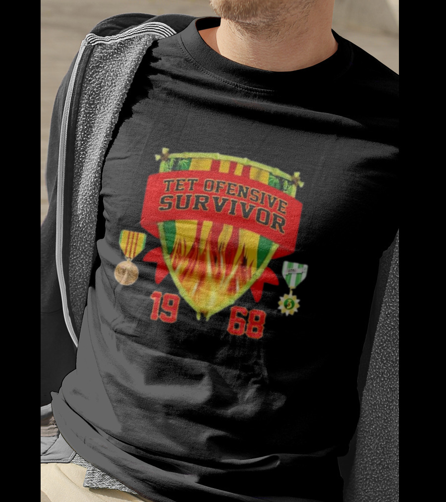 Tet Offensive Survivor 1968 Fire Shield Medals T-Shirt