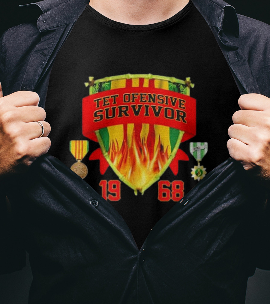 Tet Offensive Survivor 1968 Fire Shield Medals T-Shirt