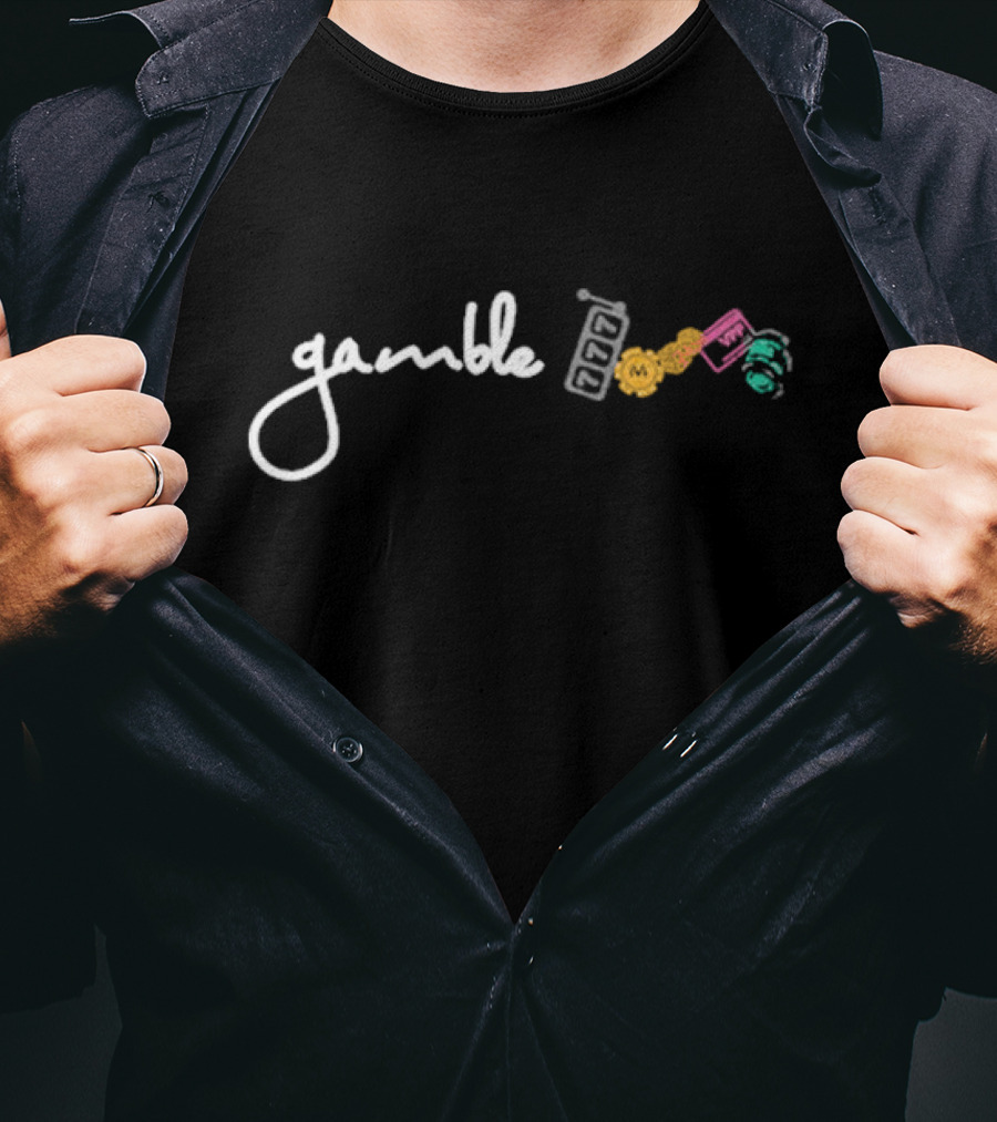 Vegas Matt Gamble Slot Machine Money Icons T-Shirt