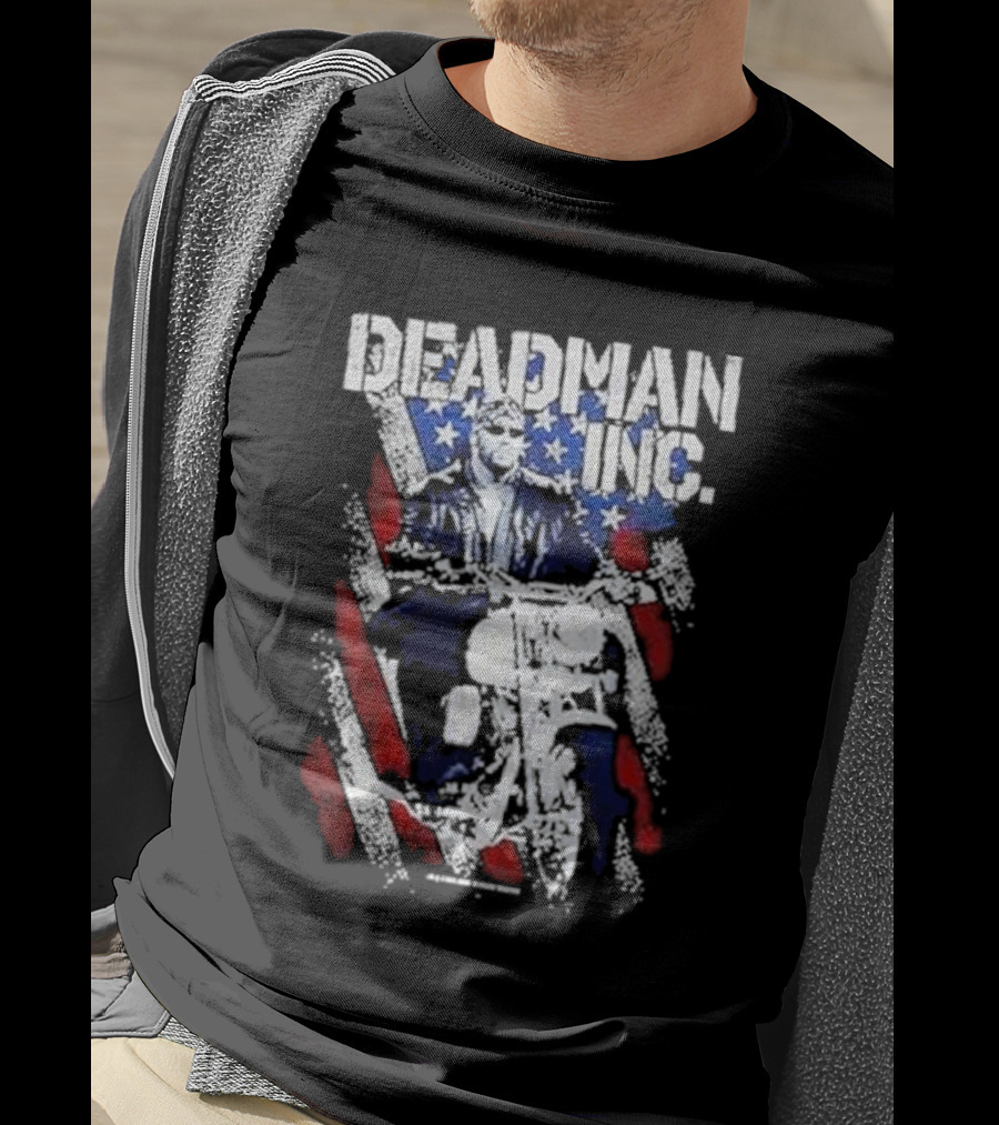 WWE Undertaker Deadman Inc American Flag Motorcycle Rider T-Shirt