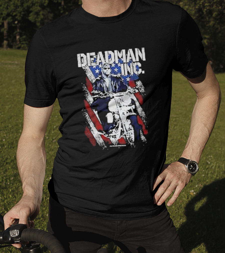 WWE Undertaker Deadman Inc American Flag Motorcycle Rider T-Shirt
