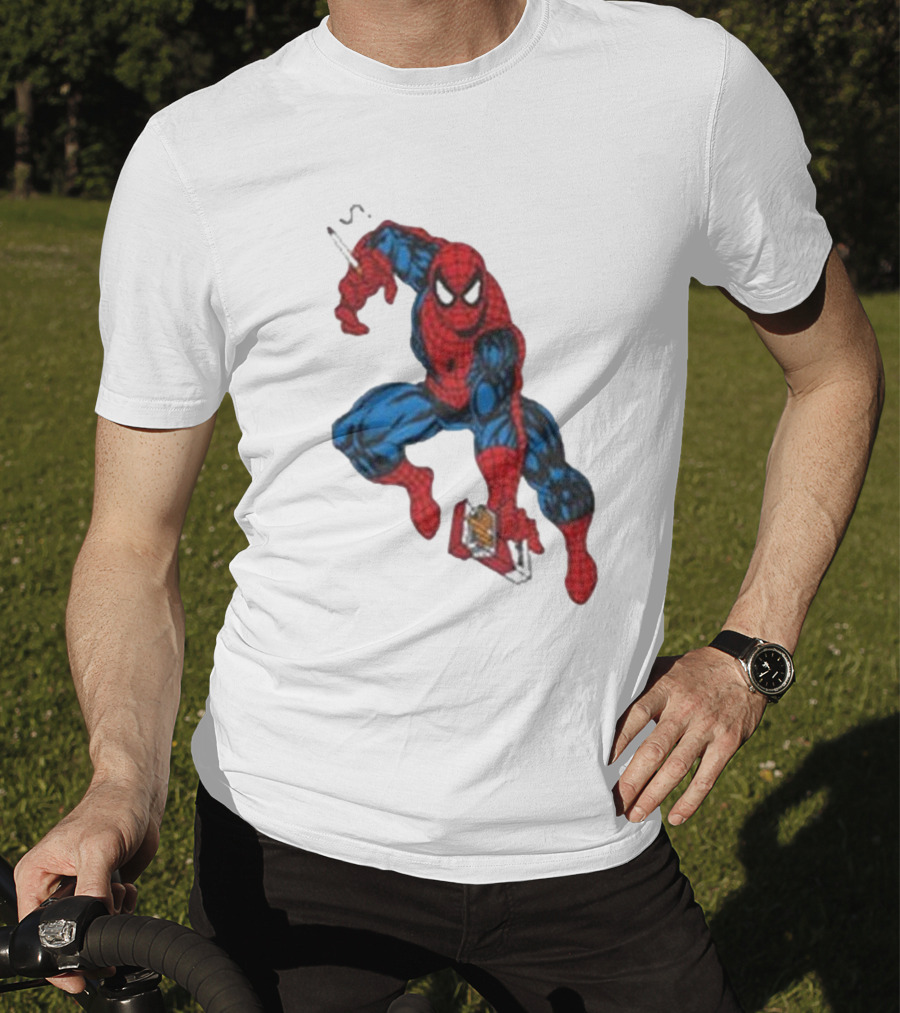 The Amazing Smokerman Comic Parody Smoking Jumping Hero T-Shirt
