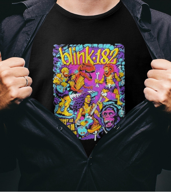 Blink 182 August 13 2024 Columbus OH Schottenstein Center Dinosaur Lion Gorilla Concert T-Shirt