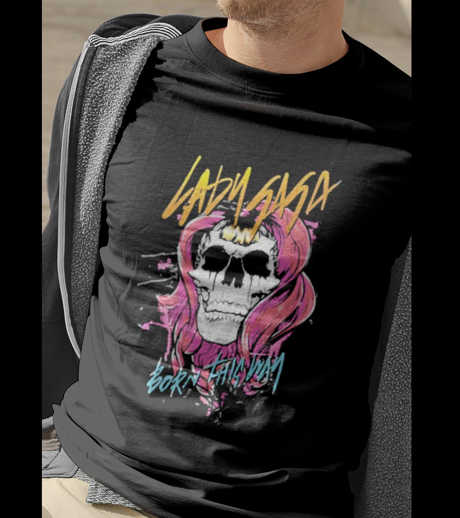 Lady Gaga Born This Way Skull Pink Hair T-Shirt