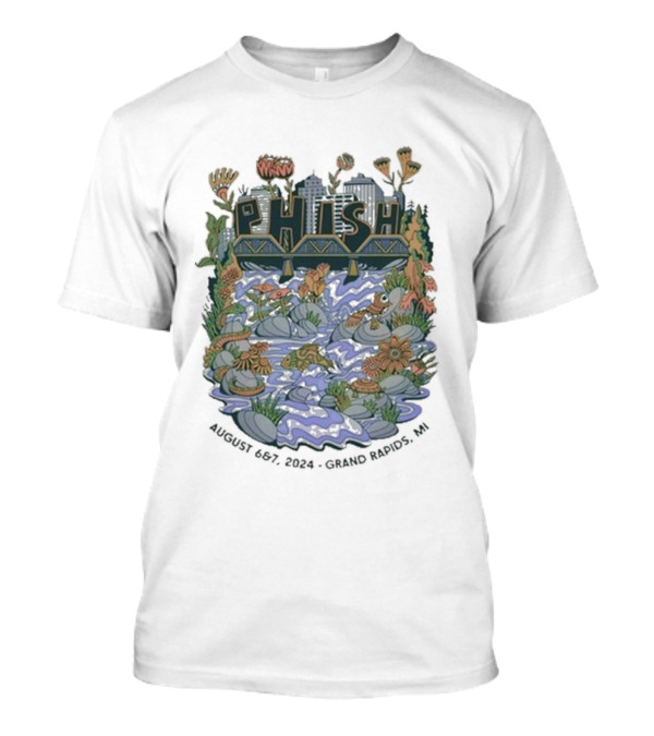 Phish Tour Grand Rapids MI August 6-7 2024 Psychedelic Floral Skyline T-Shirt