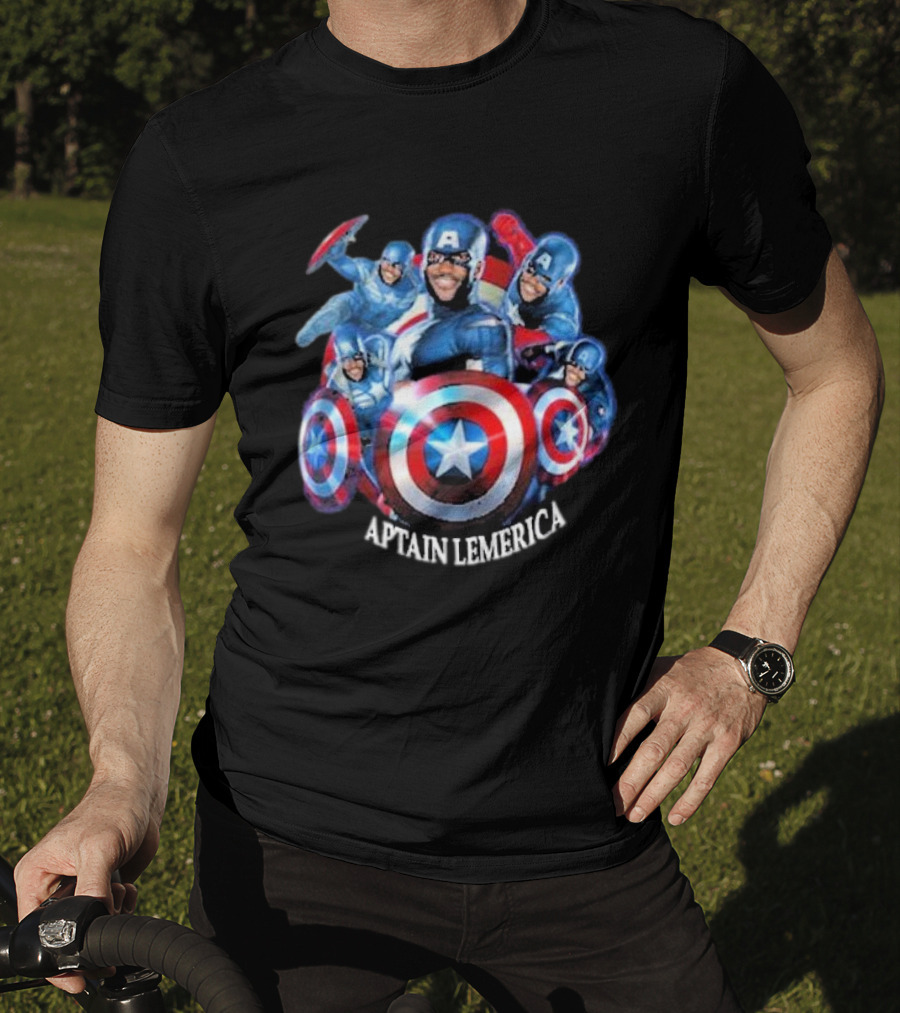 Captain Lemerica Superhero Parody Shield Characters T-Shirt