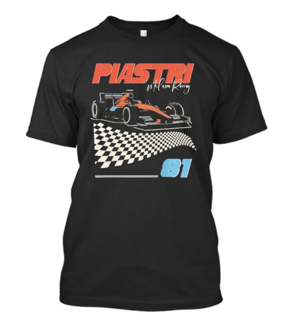 Piastri McLaren Racing Retro 81 Racing Car Checkerboard T-Shirt