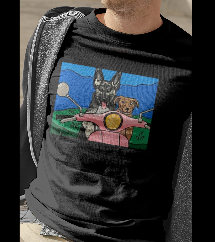 Pinkscooter Vespa Dogs Adventure T-Shirt