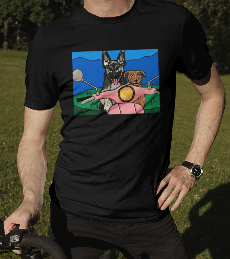 Pinkscooter Vespa Dogs Adventure T-Shirt