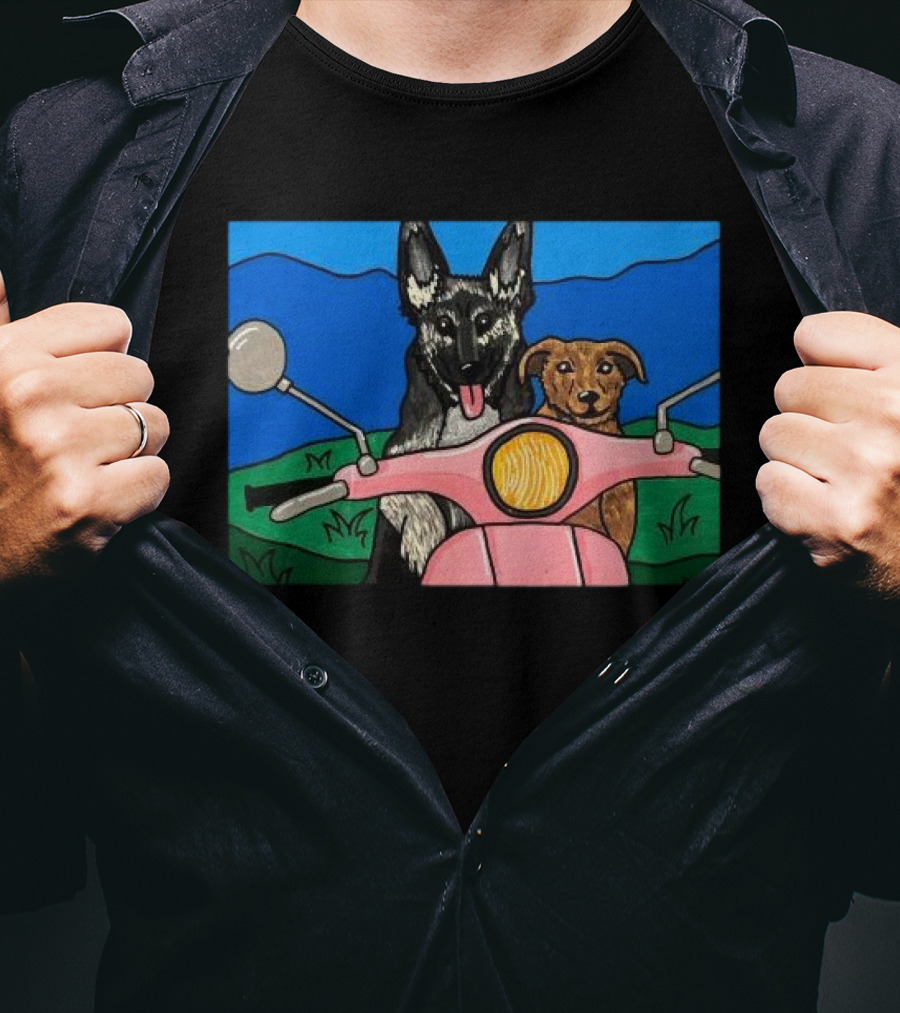 Pinkscooter Vespa Dogs Adventure T-Shirt