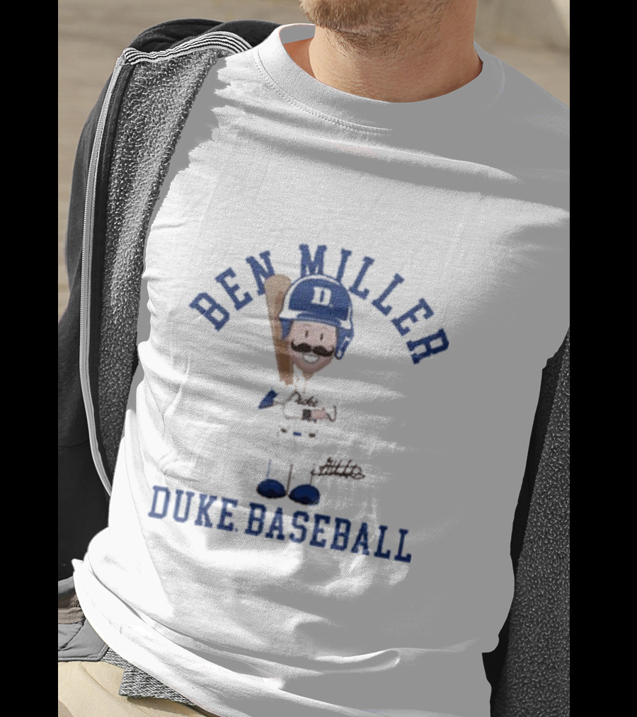 Ben Miller Duke Baseball Chibi Cartoon Signature T-Shirt